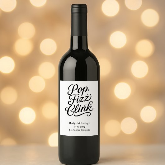 pop fizz clink typografie - Elegant Charm Wijn Etiket