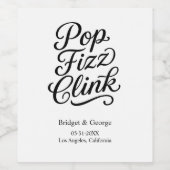 pop fizz clink typografie - Elegant Charm Wijn Etiket (Enkel label)