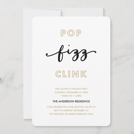 Pop Fizz Clink | uitnodiging voor een feestdag (Voorkant)