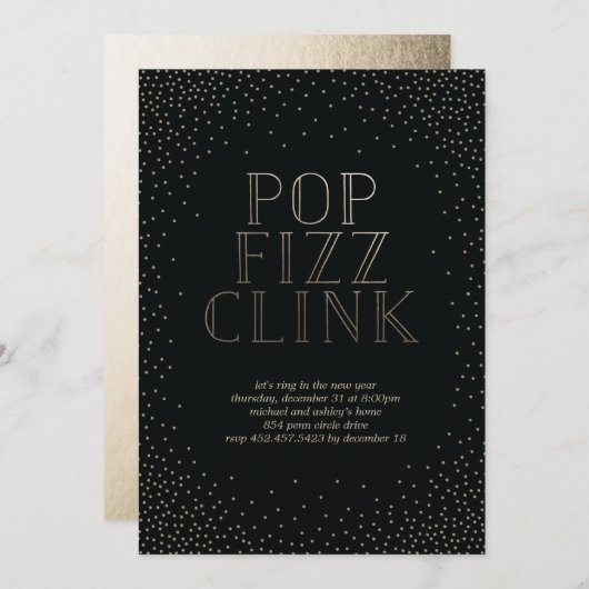 POP FIZZ CLINK vakantiepartijuitnodiging Kaart (Voorkant / Achterkant)