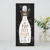 Pop Fizz Clink van de Eve Party Gold Champagne Kaart (Staand voorkant)