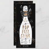 Pop Fizz Clink van de Eve Party Gold Champagne Kaart (Voorkant / Achterkant)
