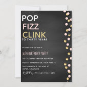 Pop Fizz Clink verjaardagsuitnodiging krijtbord el Kaart (Voorkant)
