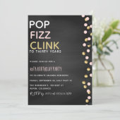Pop Fizz Clink verjaardagsuitnodiging krijtbord el Kaart (Staand voorkant)