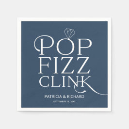 Pop Fizz Clink Verloving Feest Blauw Servet