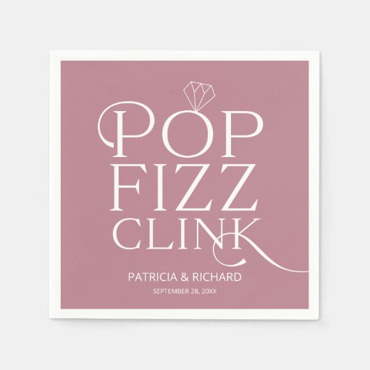Pop Fizz Clink Verloving Feest Stof Roze Servet (Voorkant)