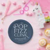 Pop Fizz Clink Verloving Feestje Blauw Papieren Bordje (Feest)