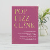 Pop Fizz Clink Vrijgezellenfeest Brunch Uitnodigin Kaart (Staand voorkant)