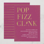 Pop Fizz Clink Vrijgezellenfeest Brunch Uitnodigin Kaart (Voorkant / Achterkant)