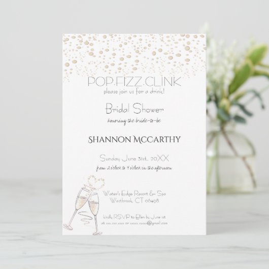 Pop Fizz Clink Vrijgezellenfeest Uitnodiging (Staand voorkant)