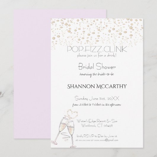 Pop Fizz Clink Vrijgezellenfeest Uitnodiging (Voorkant / Achterkant)