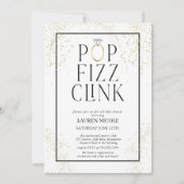 Pop Fizz Clink White Gold Dust Vrijgezellenfeest Kaart (Voorkant)