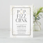 Pop Fizz Clink White Gold Dust Vrijgezellenfeest Kaart (Staand voorkant)
