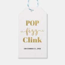 POP FIZZ CLINK White & Gold Gift Label