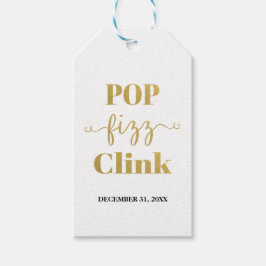 POP FIZZ CLINK White & Gold Gift Label Cadeaulabel