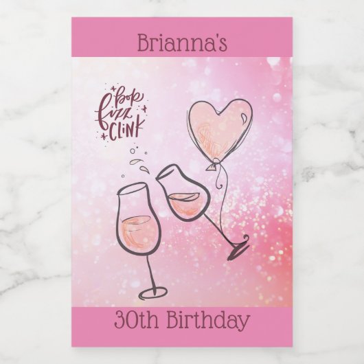 Pop Fizz Clink Wijnglas Mousserende Wijn Celebrati Wijn Etiket (Enkel label)