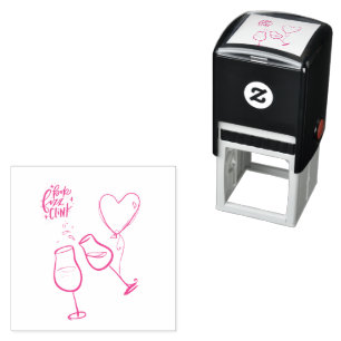Pop Fizz Clink Wine Glass Heart Balloon Zelfinktende Stempel