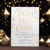 Pop Fizz Clink Wit Goud Confetti Oud en Nieuw Kaart