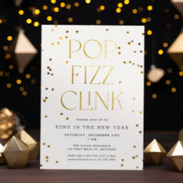 Pop Fizz Clink Wit Goud Confetti Oud en Nieuw Kaart