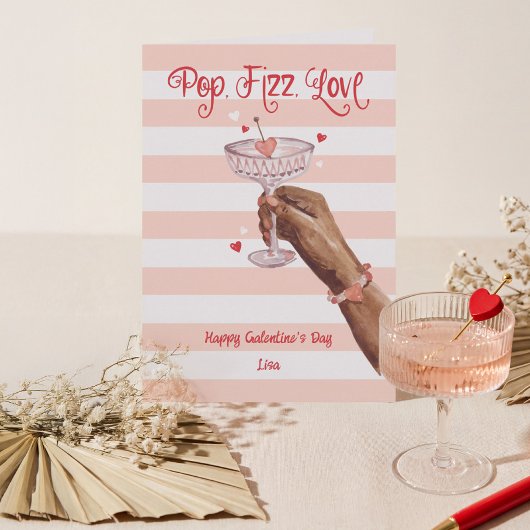 Pop Fizz Love Cocktail Cheer Happy Galentine's Day Feestdagen Kaart