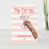 Pop Fizz Love Cocktail Cheer Happy Galentine's Day Feestdagen Kaart (Voorkant)