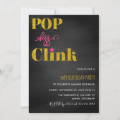Pop fizz roze roze en goudglitter chalkboard kaart (Voorkant)