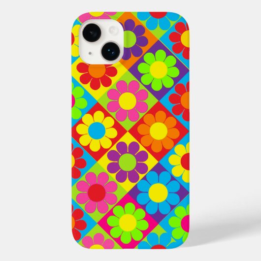 Pop Flower Power Vierkanten Case-Mate iPhone Case (Achterkant)