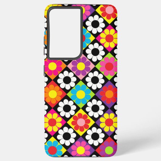 Pop Flower Power Vierkanten Samsung Galaxy Hoesje (Achterkant)