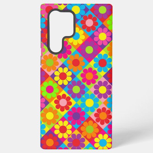 Pop Flower Power Vierkanten Samsung Galaxy Hoesje (Achterkant)