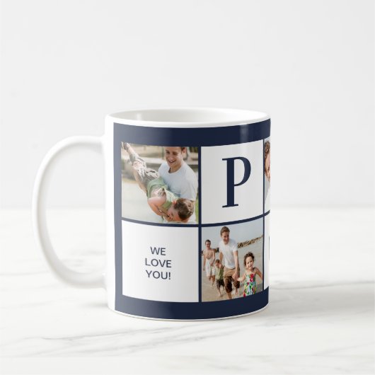 POP Foto Collage Navy Blue Coffee Mok (Links)