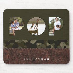 POP Foto Lijst Green Camouflage Pattern Leather Muismat