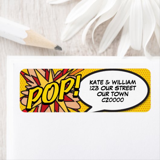 POP Fun Retro Comic Book Pop Art-adres Etiket (Insitu)