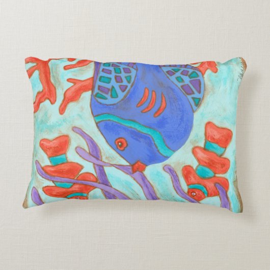 Pop-gekleurde vis accent kussen (Achterkant)