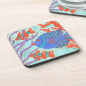 Pop-gekleurde vis bier onderzetter (Linkerzijde)