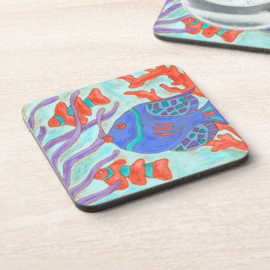 Pop-gekleurde vis bier onderzetter (Linkerzijde)