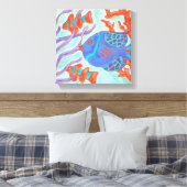 Pop-gekleurde vis canvas afdruk (Insitu (Slaapkamer))