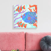 Pop-gekleurde vis canvas afdruk (Insitu (Woonkamer))