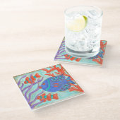 Pop-gekleurde vis glazen onderzetter (Schuin)