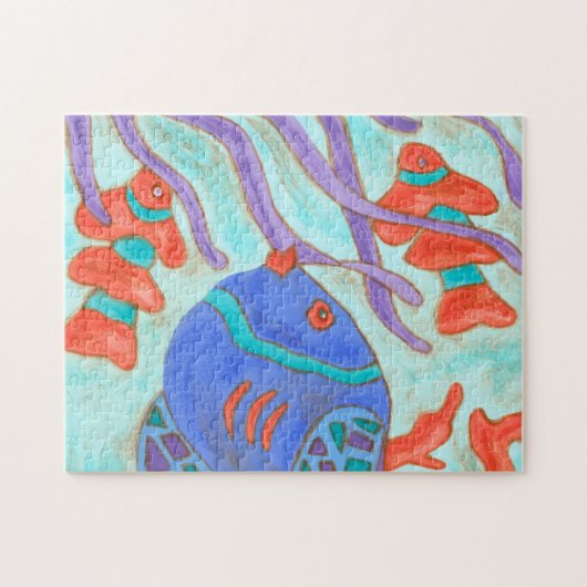 Pop-gekleurde vis legpuzzel (Horizontaal)