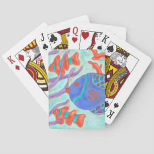 Pop-gekleurde vis pokerkaarten