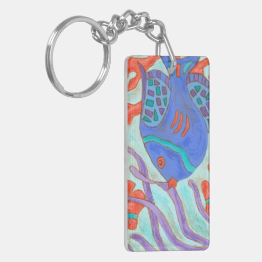 Pop-gekleurde vis sleutelhanger (Voorkant Links)