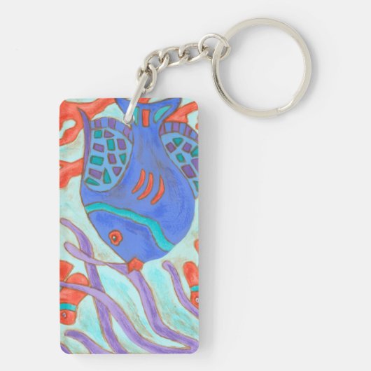 Pop-gekleurde vis sleutelhanger (achterkant)