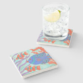 Pop-gekleurde vis stenen onderzetter (Zijkant)