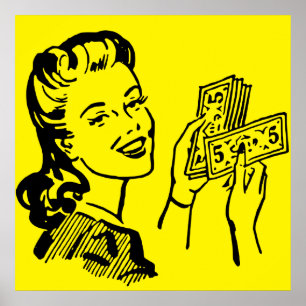 Pop Geld meisje Kunst Groot Poster