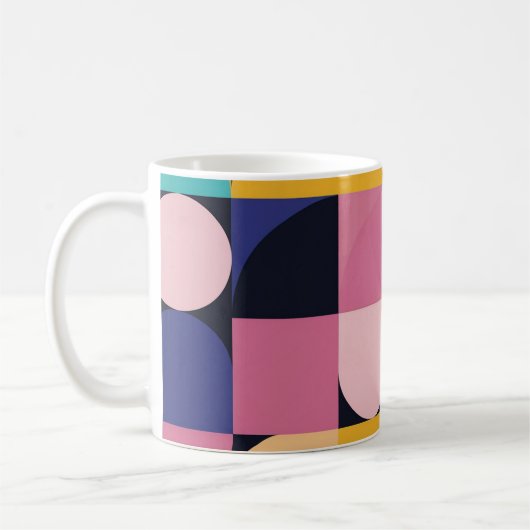 Pop Geometrie Retro Mok – Kleurrijk Mid-Century (Links)