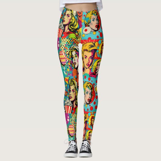 Pop Girl Art Comic Leggings 1 - Fun (Voorkant)