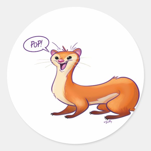 POP GOES THE WEASEL van Jeff Willis Art Ronde Sticker (Voorkant)