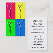 pop haar stylist cosmetologie schaar roze visitekaartje (Voorkant / Achterkant)