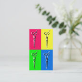 pop haar stylist cosmetologie schaar roze visitekaartje (Staand voorkant)