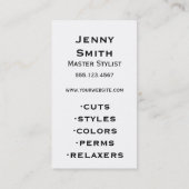 pop haar stylist cosmetologie schaar roze visitekaartje (Achterkant)